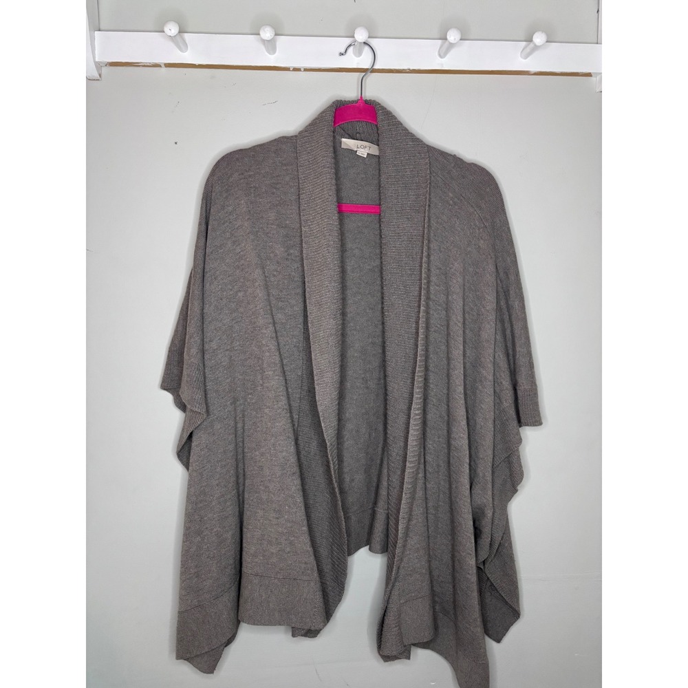 LOFT Open Front Poncho Cardigan Brown Knit Womens Medium Cozy Layer
